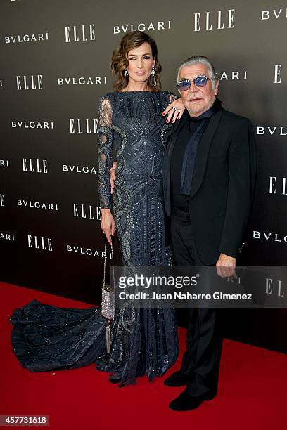 Nieves Alvarez and Roberto Cavalli attend Elle Style Awards 2014 photocall at Italian Embassy on October 23, 2014 in Madrid, Spain.