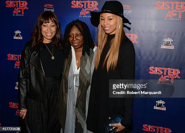 Alex Martin, Whoopi Goldberg and Jerzey Martin attend the premiere of 'Sister Act' at the Theater Tivoli on October 23, 2014 in Barcelona, Spain.
