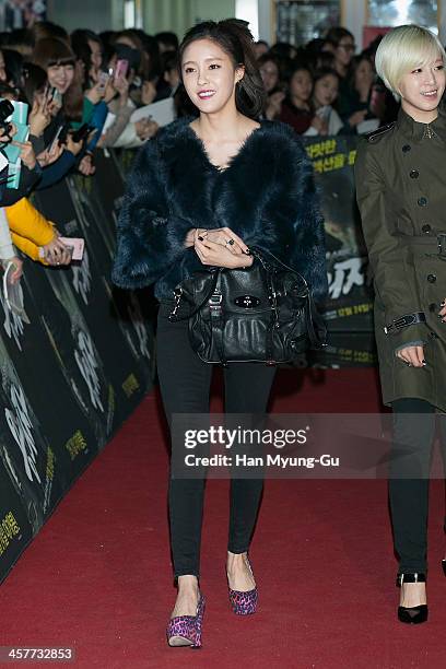 Hyomin of South Korean girl group T-ara attends "The Suspect" VIP screening at COEX Mega Box on December 17, 2013 in Seoul, South Korea. The film...