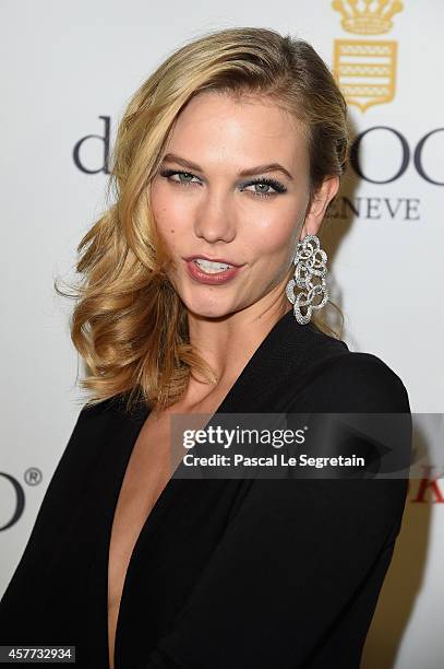 Karlie Kloss attends the launch of the De Grisogono "Crazy Skull" watch on October 23, 2014 in Paris, France.