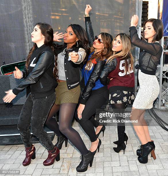 Lauren Jauregui, Normani Kordei, Dinah Jane Hansen, Ally Brooke, and Camila Cabello of Fifth Harmony pose at 93.3 FLZs Jingle Ball Pre-Show Free...