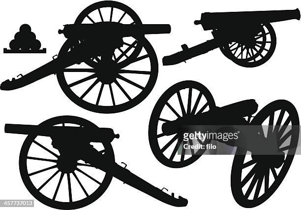 cannon silhouettes - civil war stock illustrations