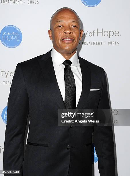 Dr. Dre attends the City of Hope Spirit of Life Gala honoring Apple's Eddy Cue at the Pacific Design Center on October 23, 2014 in West Hollywood,...