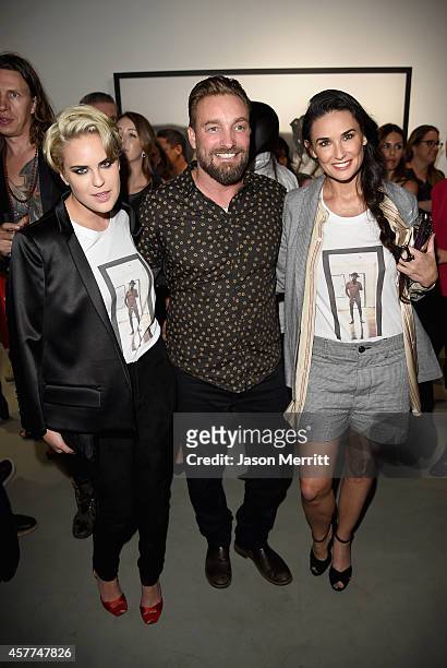 Actress Tallulah Willis, photographer Brian Bowen Smith and actress Demi Moore attend the Brian Bowen Smith WILDLIFE show hosted by Casamigos Tequila...