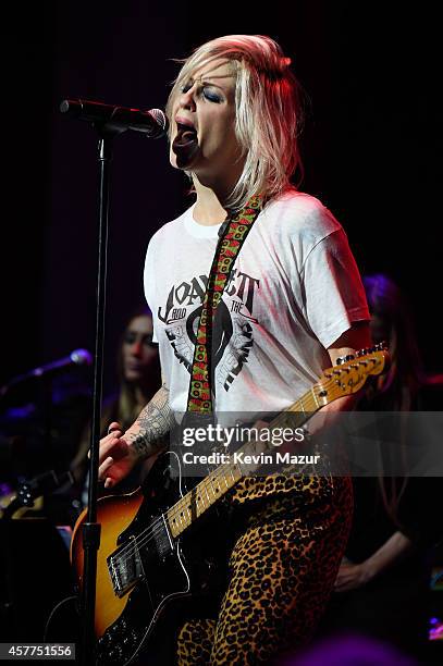 Brody Dalle performs onstage during The 6th Annual Little Kids Rock Benefit at Hammerstein Ballroom on October 23, 2014 in New York City.