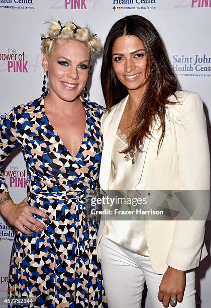 Musician Pink and model Camila Alves attend Power of Pink 2014 Benefiting the Cancer Prevention Program at Saint John's Health Center at House of...