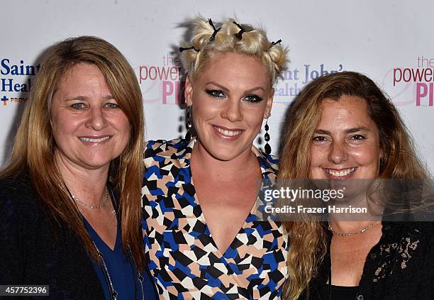 Committee member Dr. Sheryl Ross, musician Pink and guest attend Power of Pink 2014 Benefiting the Cancer Prevention Program at Saint John's Health...