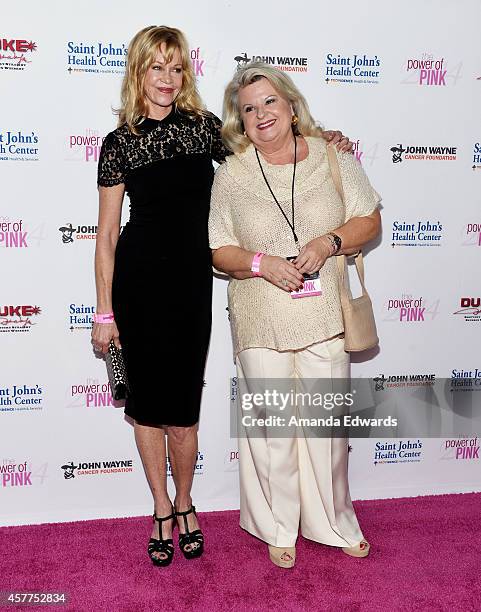 Actress Melanie Griffith and Rosemary Hygate arrive at the 2014 Power Of Pink: An Acoustic Evening With P!nk And Friends event at The House of Blues...