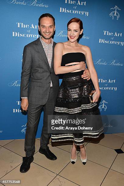 Jeff Vespa and Jena Malone attend the L.A. Launch for Jeff Vespa's new book 'The Art of Discovery' at Brooks Brothers Rodeo on October 23, 2014 in...
