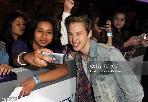 Singer Ryan Beatty arrives at the premiere Of Open Road Films' "Justin Bieber's Believe" at Regal Cinemas L.A. Live on December 18, 2013 in Los...