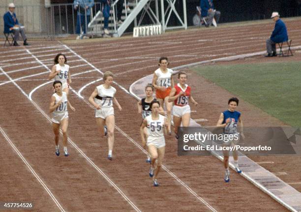 The final of the Women's 800 metres event with eventual gold medallist Ann Packer of Great Britain in the lead, followed by silver medallist...