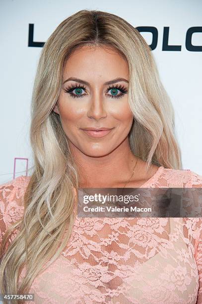 Aubrey O'Day arrives at Life & Style Weekly 10 Year Anniversary Party at SkyBar at the Mondrian Los Angeles on October 23, 2014 in West Hollywood,...