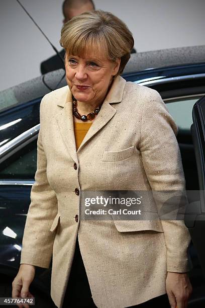 German Chancellor, Angela Merkel, arrives at the headquarters of the Council of the European Union on the second day of a two-day European Council...