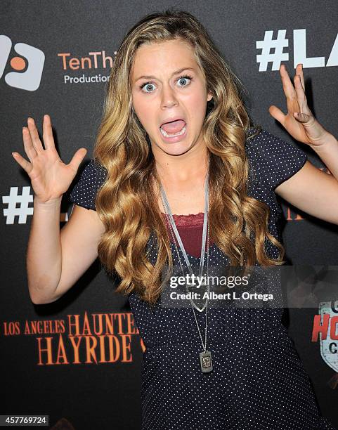 Actress Brec Bassinger arrives for the Los Angeles Haunted Hayride held at Griffith Park on October 9, 2014 in Los Angeles, California.