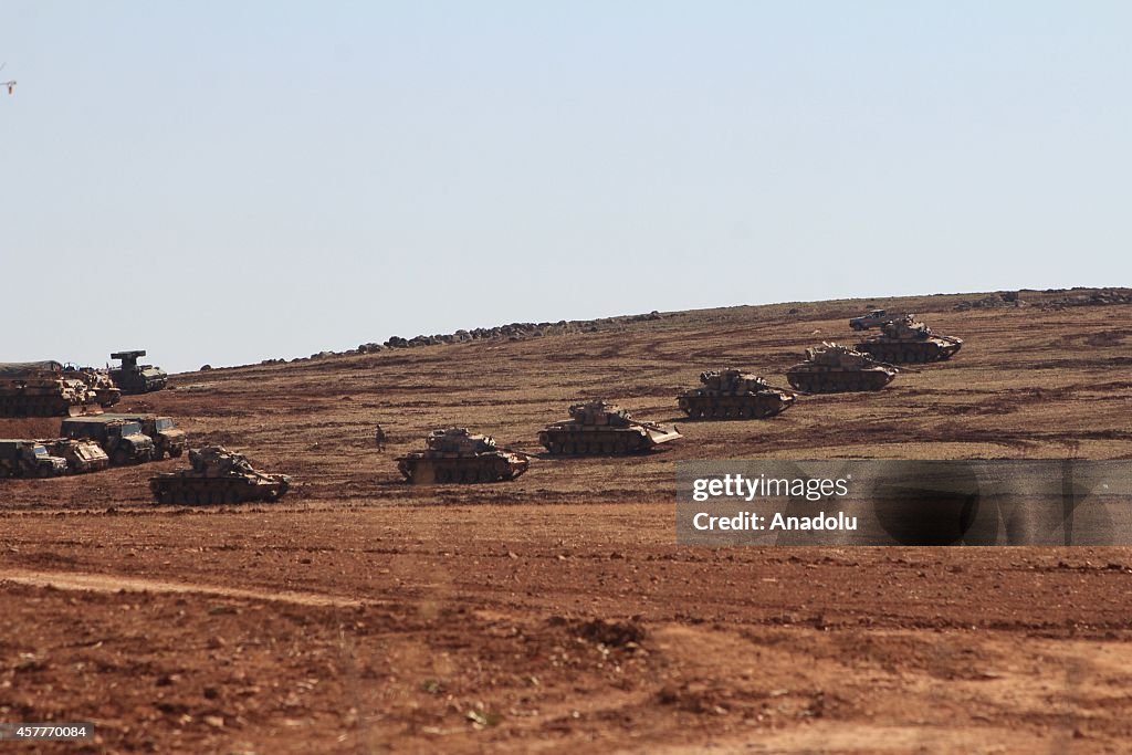 Turkish Army's tanks close to the Turkish - Syrian Border