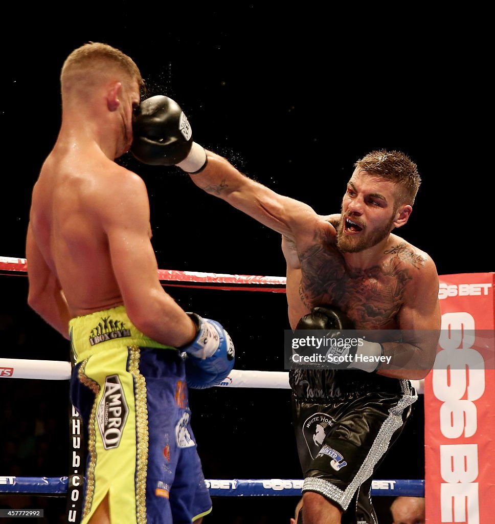Boxing Riley Allan Ricky Boylan in action with Tyler Goodjohn during their Vacant... News ...