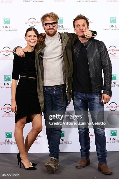 Ana Ularu, Lorenzo Sportiello and Simon Merrells attend the 'Index Zero' Photocall during the 9th Rome Film Festival on October 24, 2014 in Rome,...