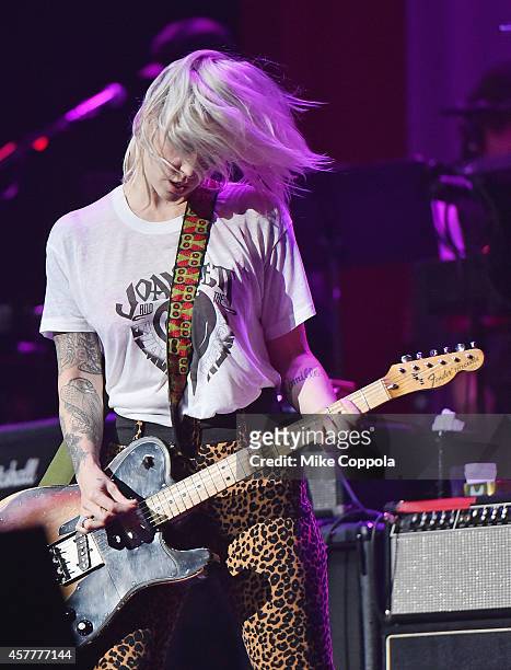 Musician Brody Dalle performs at The 6th Annual Little Kids Rock Benefit presented by Guitar Center at the Hammerstein Ballroom on October 23, 2014...