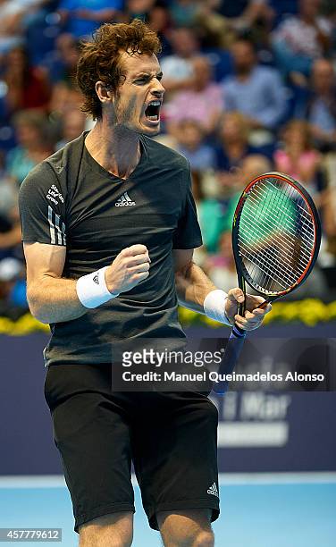 Andy Murray of Great Britain celebrates match point against Kevin Anderson of South Africa during day four of the ATP 500 World Tour Valencia Open...