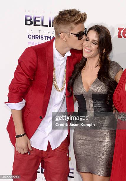 Singer/producer Justin Bieber and mother Pattie Mallette attend the premiere of Open Road Films' "Justin Bieber's Believe" at Regal Cinemas L.A. Live...