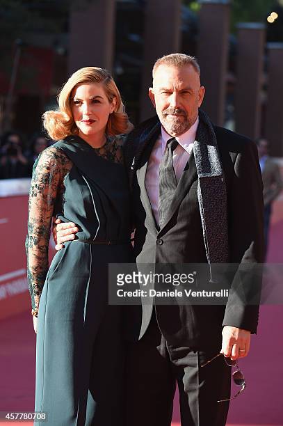 Kevin Costner and Lily Costner attend Kevin Costner On the Red Carpet during the 9th Rome Film Festival at Auditorium Parco Della Musica on October...