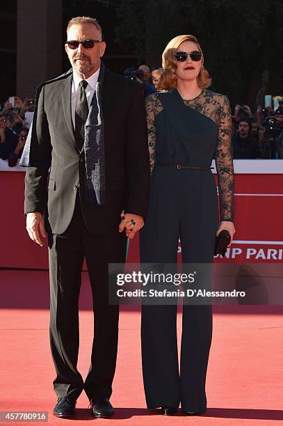 Kevin Costner and Lily Costner attend Kevin Costner On the Red Carpet during the 9th Rome Film Festival at Auditorium Parco Della Musica on October...