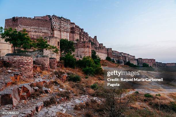 Mehrangarh fort at dusk.