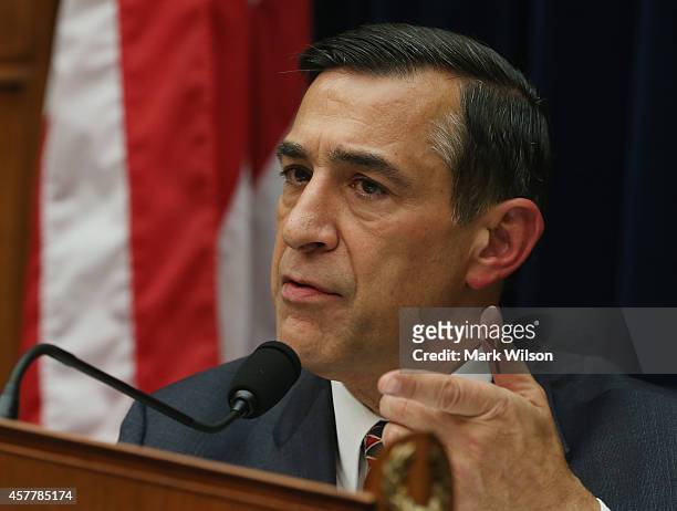 Chairman Darrell Issa speaks during a House Oversight and Government Reform Committee hearing on Capitol Hill, October 24, 2014 in Washington, DC....