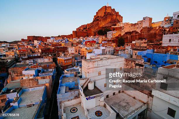 Cityscape view of the old blue city and Mehrangarh fort.