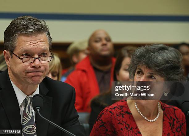 John Roth , Homeland Security Inspector General, testifies while Nicole Lurie, Assistant HHS Secretary for Preparedness, listens during House...