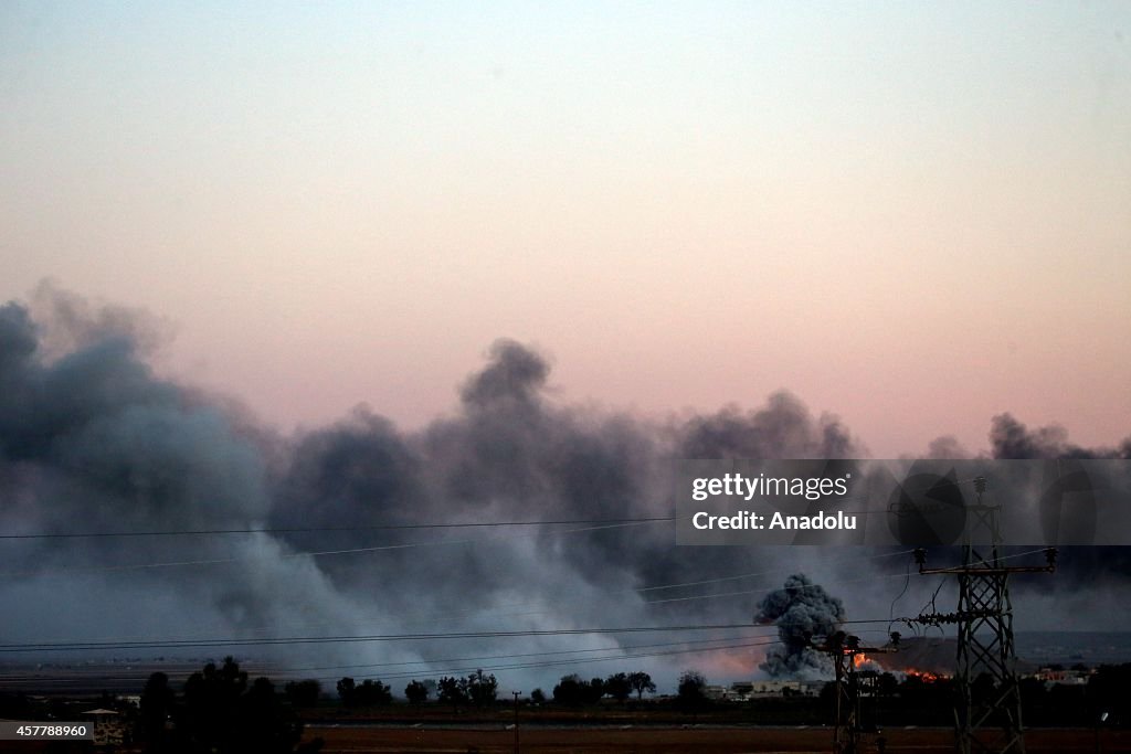 Smoke rises from Kobani after US-led coalition forces hit ISIL targets