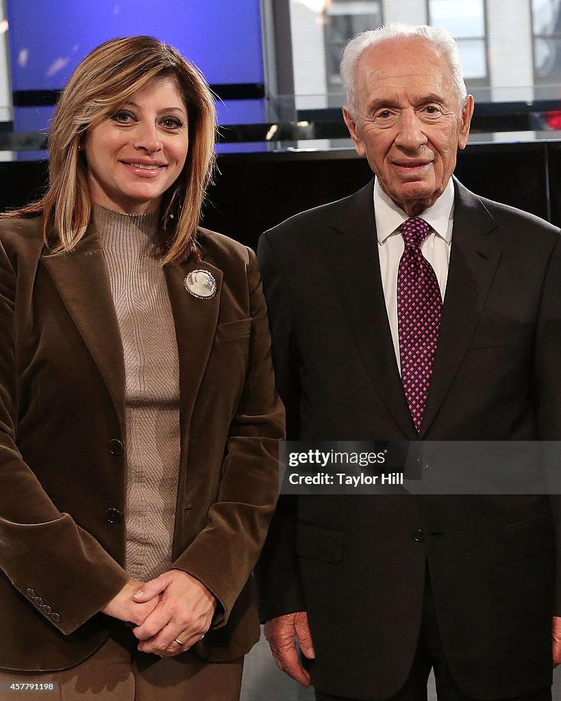 Former President Of Israel Shimon Peres Visits FOX Business Network's "Opening Bell With Maria Bartiromo"