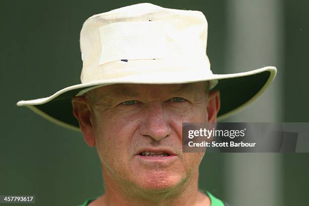 Greg Shipperd, coach of the Stars looks on during a Melbourne Stars Big Bash League training session at the Melbourne Cricket Ground on December 19,...