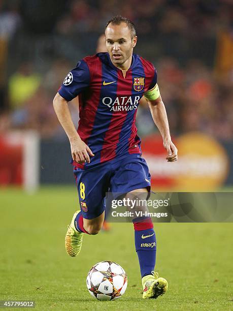 Andres Iniesta of FC Barcelona during the group F Champions League match between Barcelona and Ajax Amsterdam on October 21, 2014 at Camp Nou stadium...