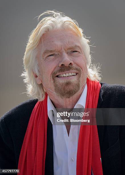 Richard Branson, chairman and founder of Virgin Group Ltd., looks on during a news conference at Hartsfield-Jackson Atlanta International airport in...