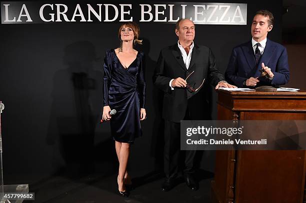 Serena Autieri, Gerry Scotti and Fabrizio Moretti attend the Gala Dinner 'La Grande Bellezza' during the 9th Rome Film Festival on October 24, 2014...