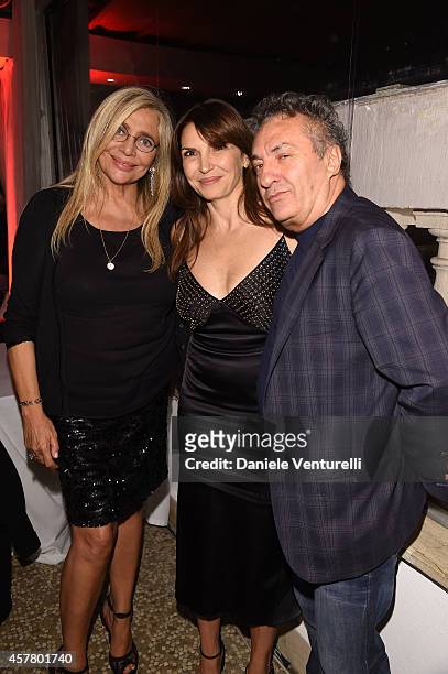 Mara Venier, Maria Pia Calzone and Saverio Moschillo attend the Gala Dinner 'La Grande Bellezza' during the 9th Rome Film Festival on October 24,...