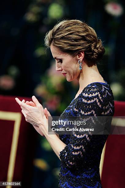 Queen Letizia of Spain attends the Principe de Asturias Awards 2014 ceremony at the Campoamor Theater on October 24, 2014 in Oviedo, Spain.