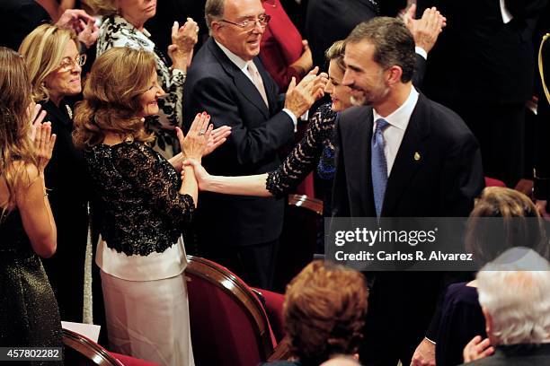 Paloma Rocasolano , King Felipe VI of Spain and Queen Letizia of Spain attend the Principe de Asturias Awards 2014 ceremony at the Campoamor Theater...