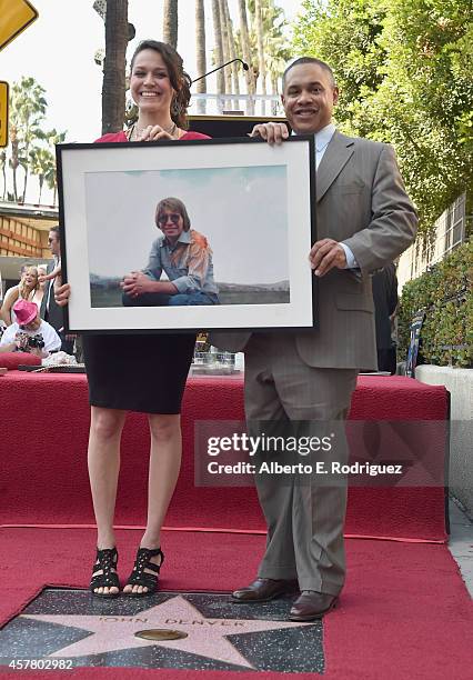 Jesse Belle Denver and Zak Deutshendorf attend the ceremony posthumosly honoring John Denver with the 2,531st star on the Hollywood Walk of Fame on...