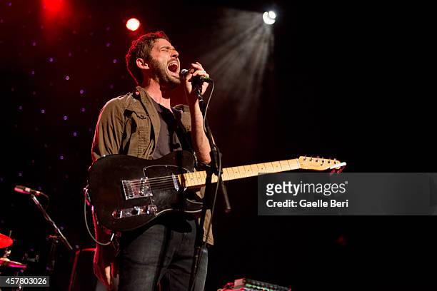 Peter Silberman of The Antlers performs on stage at the Hackney Empire on October 24, 2014 in London, United Kingdom.