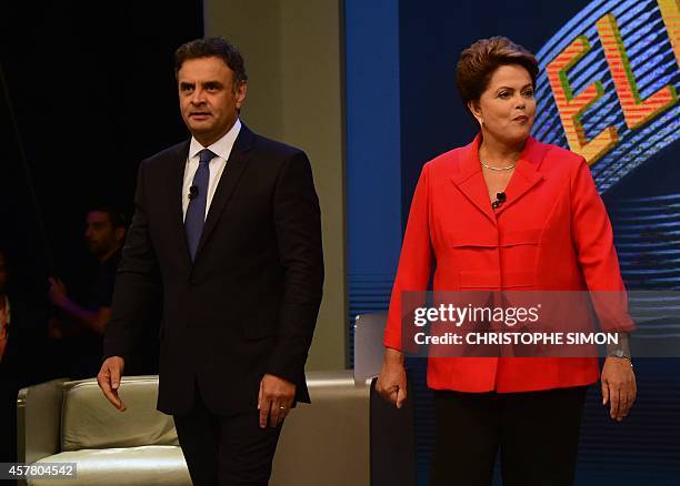The Presidential candidate for the Brazilian Workers' Party and current President Dilma Rousseff and the presidential candidate for Brazilian Social...