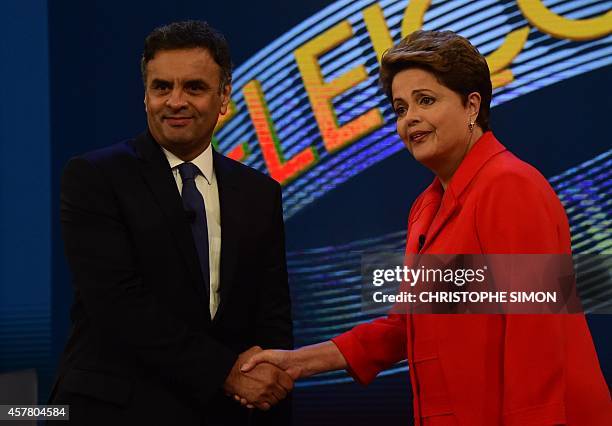 The Presidential candidate for the Brazilian Workers' Party and current President Dilma Rousseff and the presidential candidate for Brazilian Social...