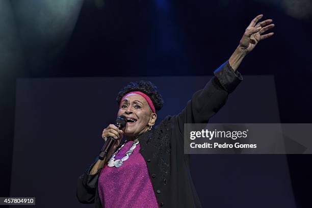 Omara Portuondo of Orquesta Buena Vista Social Club performs on stage at Black Box on October 24, 2014 in Istanbul, Turkey.