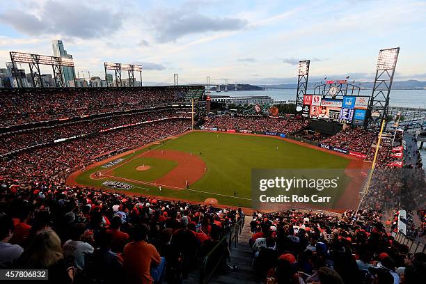 General view as the Kansas City Royals takes on the San Francisco Giants during Game Three of the 2014 World Series at AT&T Park on October 24, 2014...