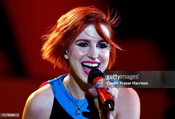Singer Hayley Williams of Paramore performs onstage during CBS Radio's We Can Survive at the Hollywood Bowl on October 24, 2014 in Los Angeles,...