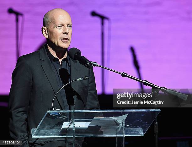 Bruce Willis attends the 13th Annual A Great Night In Harlem Gala Benefiting The Jazz Musicians Emergency Fund at The Apollo Theater on October 24,...