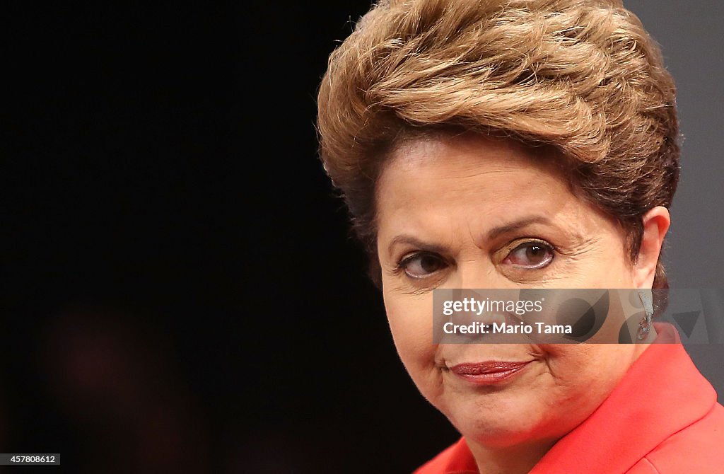 Brazilian Presidential Candidates Dilma Rousseff And Aecio Neves Debate In Rio