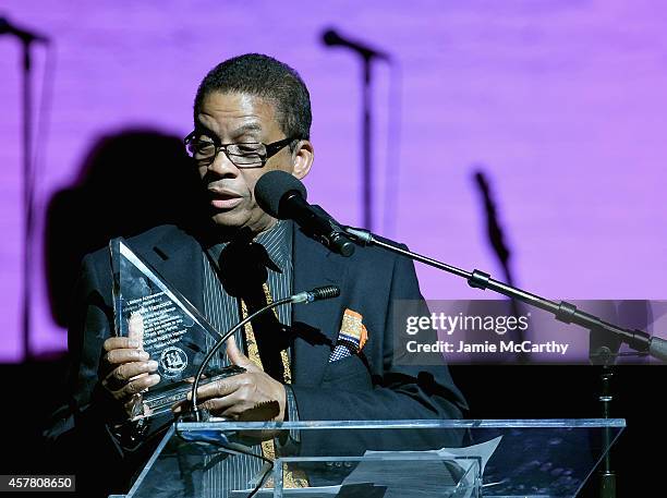 Herbie Hancock attends the 13th Annual A Great Night In Harlem Gala Benefiting The Jazz Musicians Emergency Fund at The Apollo Theater on October 24,...