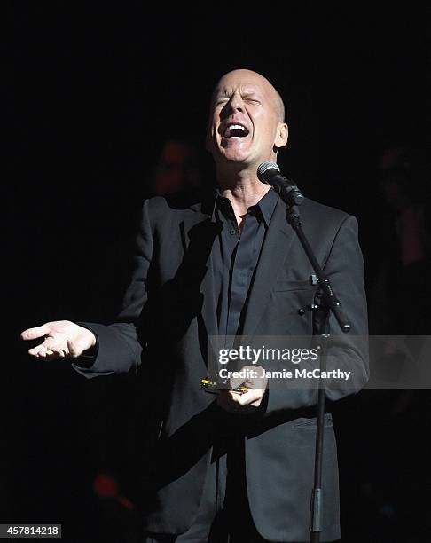 Bruce Willis performs at the 13th Annual A Great Night In Harlem Gala Benefiting The Jazz Musicians Emergency Fund at The Apollo Theater on October...